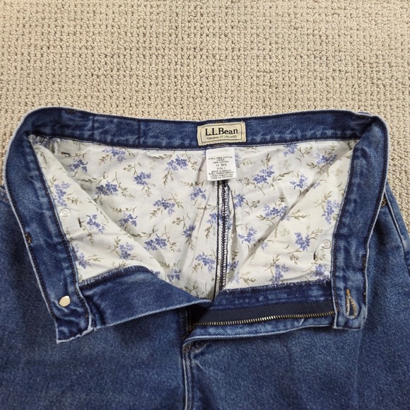 L.L.Bean Original Fit Relaxed Jeans Womens Size 12 REG Blue Floral Lined Denim - Picture 5 of 11